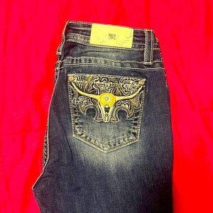 women’s detailed pocket miss me boot, cut jeans